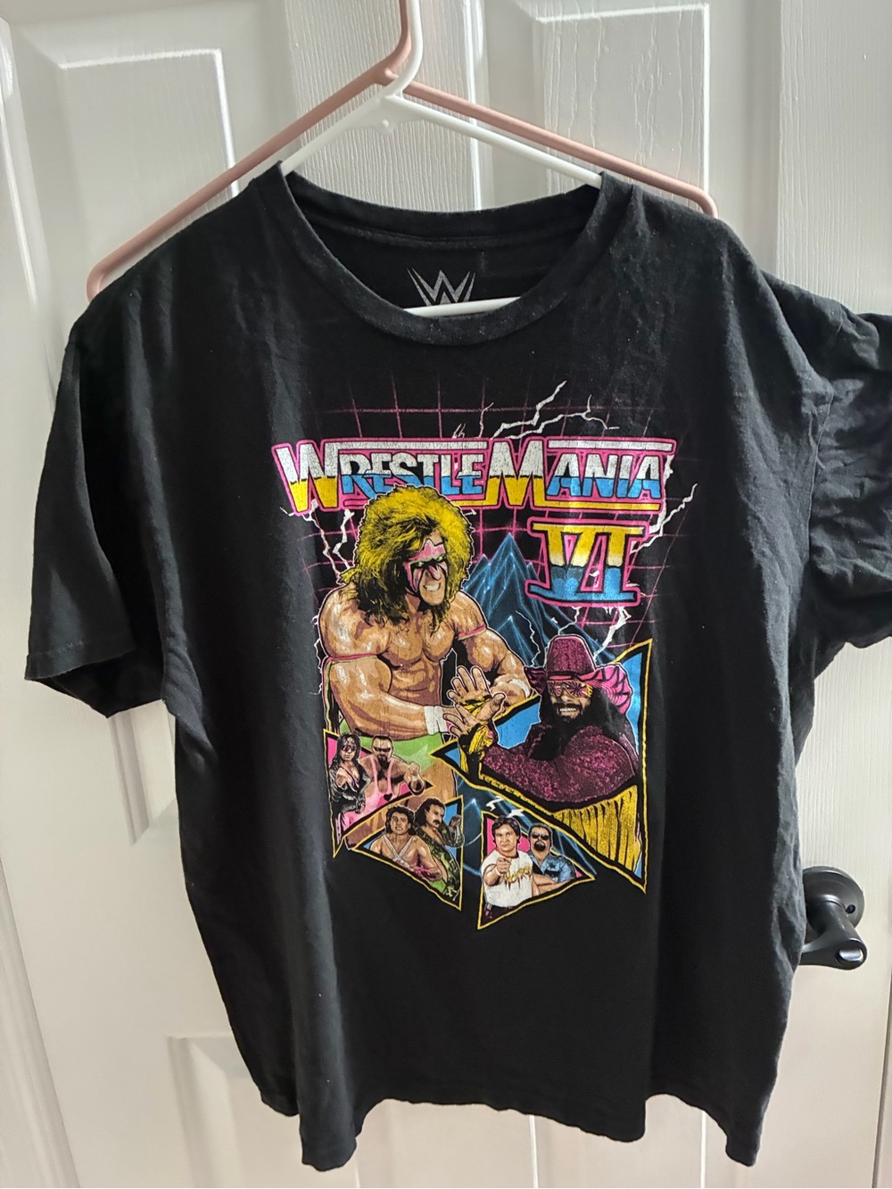 WWE Black WrestleMania VI Multicolor Graphic Tee xl